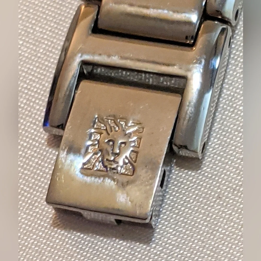 ANNE KLEIN Women's Quartz Watch Silver w/ Black Face AK/1215 WR 100FT Needs Batt